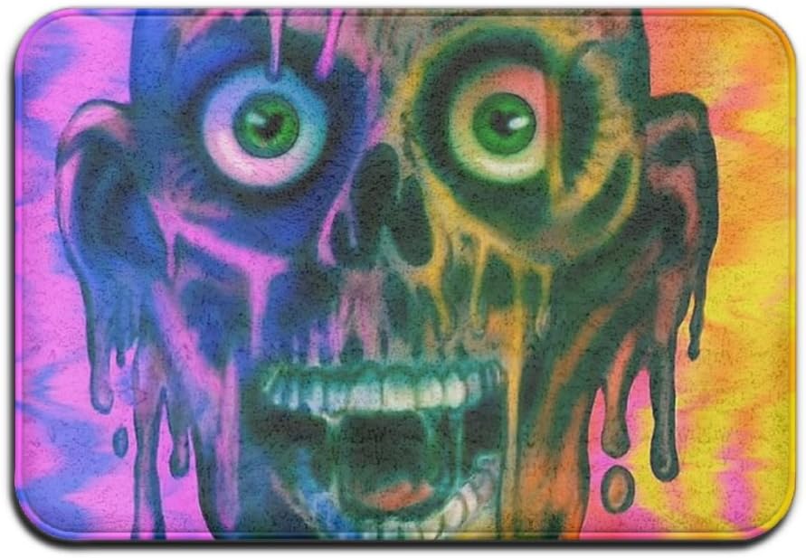 FNLIU Machine-washable Door Mat Terrible Skull Indoor/Outdoor Doormat 23.6(L) X 15.7(W) Inch Bathroom Kitchen Decor Rug Mat Welcome Doormat