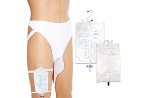 RLOVAL Wearable Urinal for Men, Reusable Portable Silicone Urinals with 2000ml 1000ml Day and Night Collection Urine & 500ml Leg Bag, Urinary Drainage Bag System for Elderly Bedridden Patients, 3 Bags