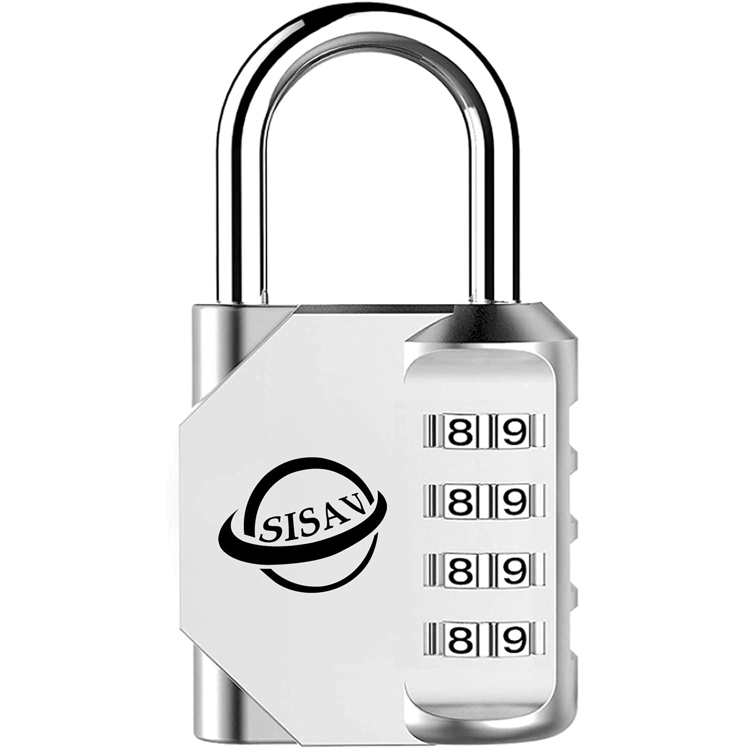 SISAV 4 Digit Combination Lock,Gym Padlock,Outdoor Combination Padlock,Suitable for School Lockers,Tool Boxes,Fences,Gate(Silver 1Pack) — image 1