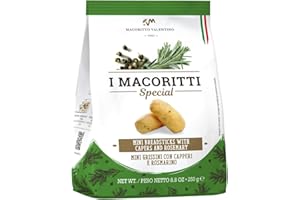 I Macoritti Special Breadsticks with Rosemary and Capers - Authentic Italian Snack, Zero Sugar, Oven-Baked, Non-GMO, Preserve Free, Made in Italy - 8.8 oz