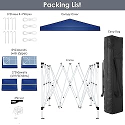 TOOLUCK 10x10 Pop Up Canopy Tent with 4 Sidewalls