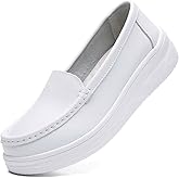 Lnistride Women's Breathable Lightweight Work Shoes, Medical, Teaching, Restaurant Service, Nurse Slip-Resistant Leather Loafers