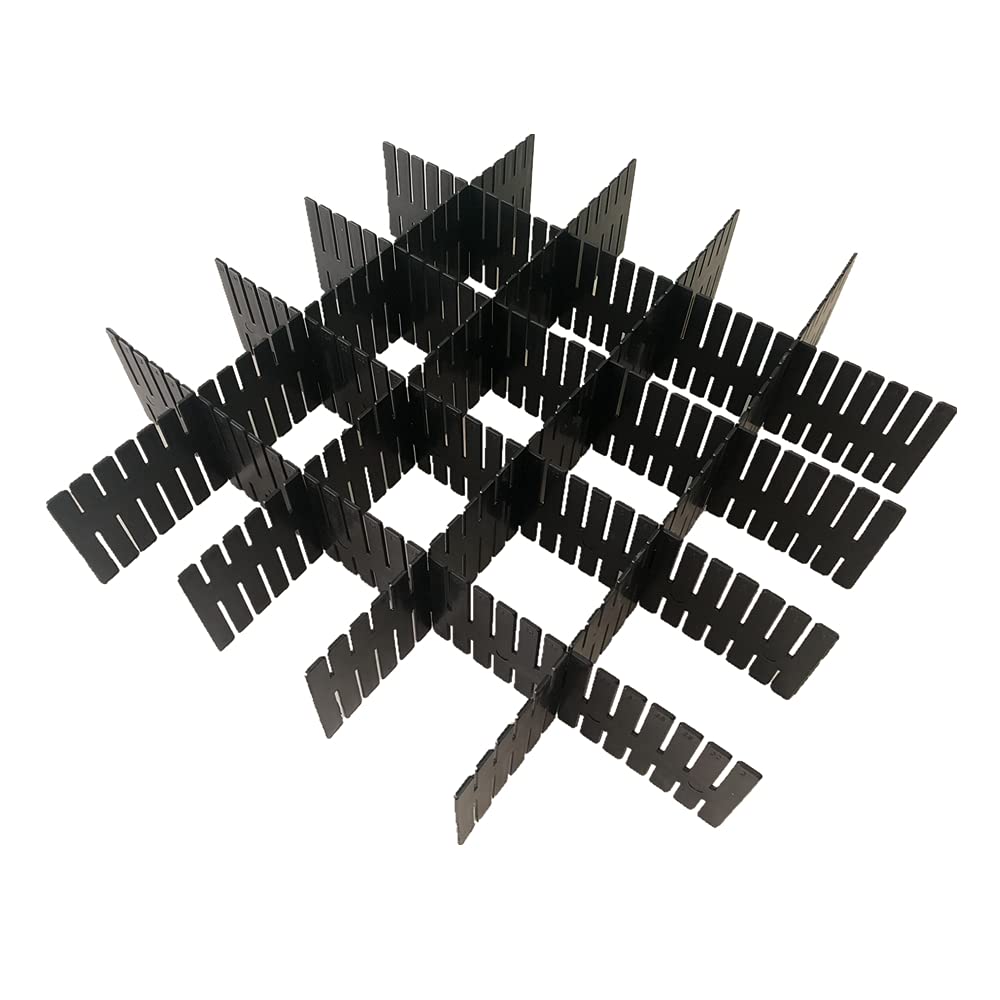 WeFoonLo 8pcs DIY Plastic Drawer Organizer Adjustable Drawer Dividers for Home Tidy Closet, Socks, Underwear, office school supplies, kitchen utensil tools (Black)