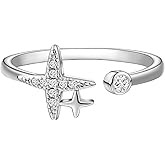 Zikichiky Y2k Silver Cubic Zirconia Star Open Ring for Women Dainty Boho Adjustable Rings Boho Jewelry