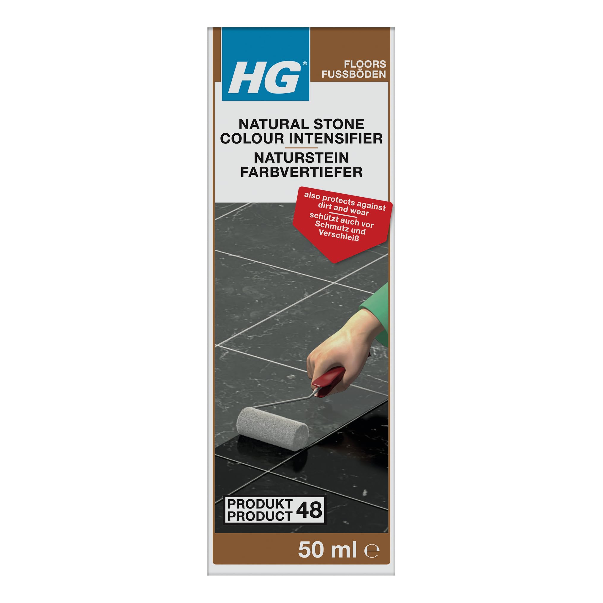 HG Natural Stone Colour Intensifier 48, for Granite, Blue Stone & Other Natural Stone Types, Restores The Natural Shade & Protects Against Dirt, Wear & Tear – 50ml (449005105)