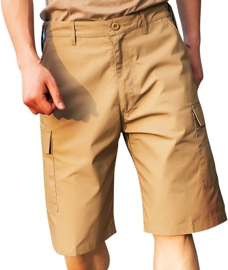 Men's All-Season Cargo Short Solid Camo Military Style Shorts Trousers