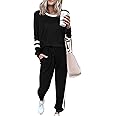 PRETTYGARDEN Women's Fall 2 Piece Lounge Outfit Long Sleeve Crewneck Pullover Tops High Waisted Pants Set Tracksuit