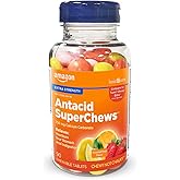 Amazon Basic Care Chewy Bites Chewable Antacid Tablets, Ultra Strength Heartburn Relief, Acid Indigestion, Upset & Sour Stomach, Fast-Acting, Assorted Fruit Flavors, 90 Count