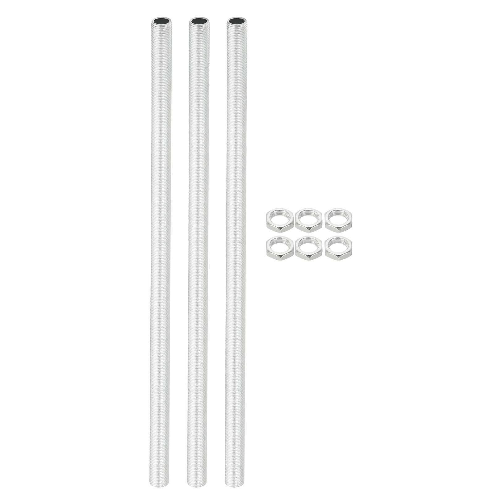 PATIKIL M12 Thread 300mm/11.8" Lamp Pipe Kit with Lock Nuts, 3 Set All Thread Rods Fasteners Hardware for Chandelier Ceiling Light DIY, Zinc Plating — image 1