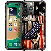 DAIZAG Compatible with iPhone 14 Pro Max Case,All-Round Protection Shockproof Anti-Scratches TPU Cover,Cases for Man Woman-Wooden Cross Power American Flag