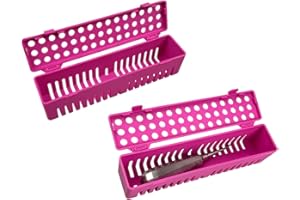 SENLIN DENTAL 1PC Dental Instruments Sterilizat Case, Plastic Autoclavale Cassette Case, Medical Surgical Instrument Disinfection Container Tray for Dental Spatulas, Forceps and Pliers (Rose Pink)