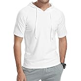 KUYIGO Mens Short Sleeve Hoodies T-Shirts Fashion Sweatshirts Athletic Solid Lightweight Pullover