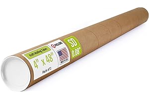 PACLORD 4" x 48" Reinforced Kraft Paper Mailing Tube, Pack of 1 Tube with 2 Caps – Secure USPS Approved Poster Tube – Made in USA Cardboard Tube for Shipping and Storing Posters, Prints, Artwork, or Documents