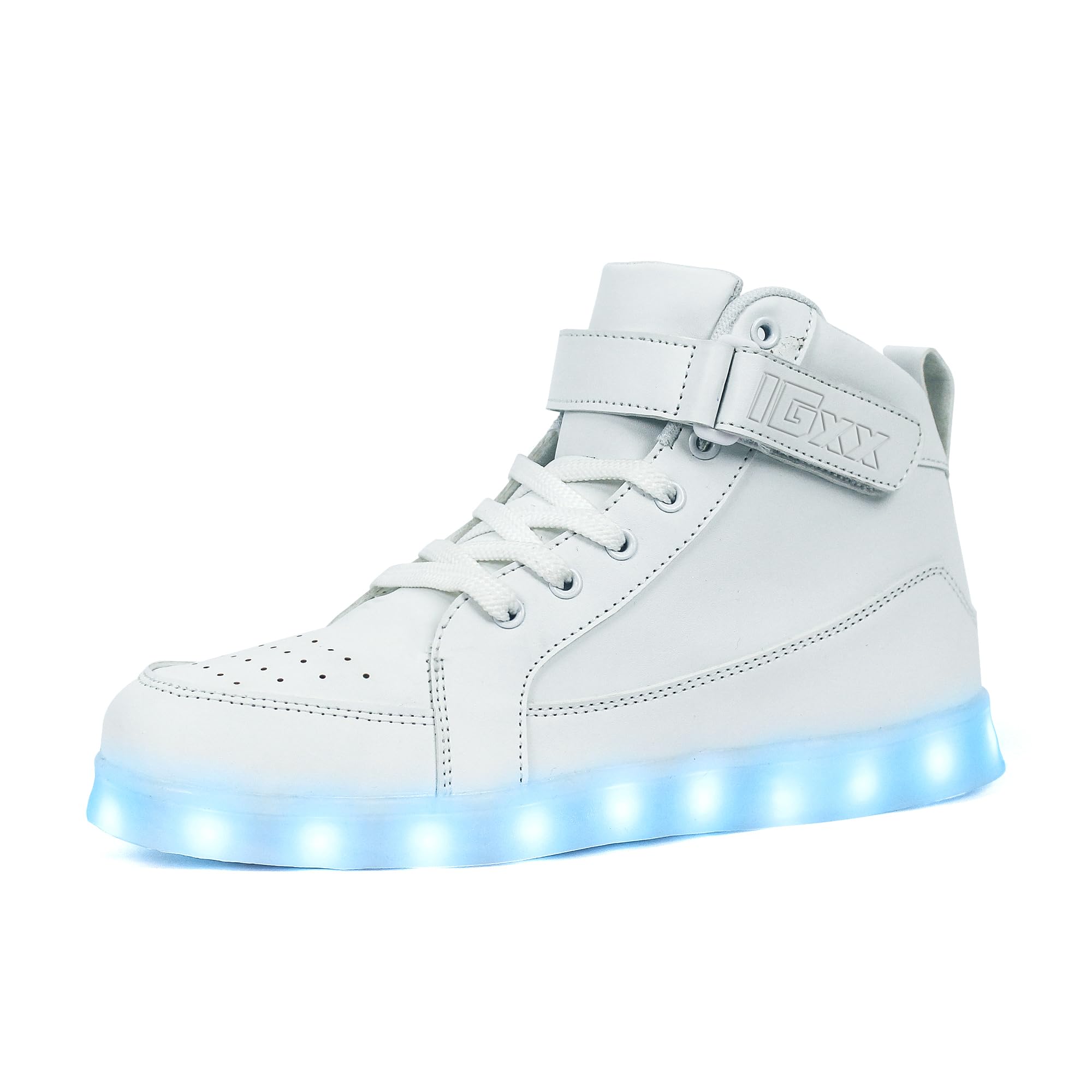 Photo 1 of *LIGHTS DONT WORK**IGxx LED Light Up Shoes for Men USB Recharging High Top Sneakers Women Kids Fashion Glowing Lights White 7.5