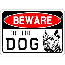 Domi Dog Signs Metal Warning Pit Bull Dog Sign – Beware Of Dog – 8x12 – Made In USA – Pre-Drilled Holes