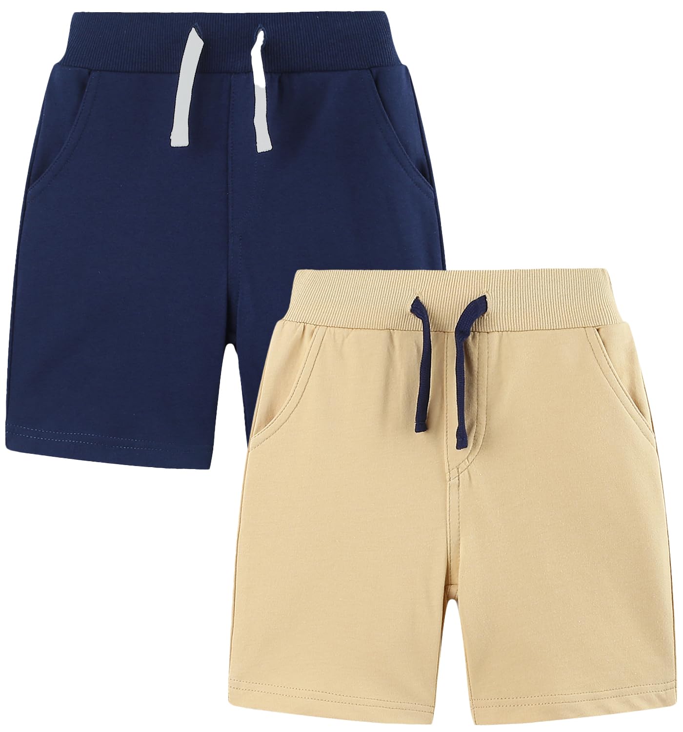 Photo 1 of Toddler Boys Shorts 2-Pack Short Summer Cotton Casual Pants Jogger Playwear Clothing Outfits Clothes Navy Khaki 4t