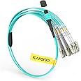 Karono MPO/MTP Breakout Cable 1M(3.3ft), 12 x LC (6 Duplex) Fanout Fiber Optic Cable, 10G/40G QSFP 40GBase-SR4, OM3 Multimode 50/125 - Aqua