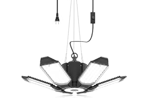 TOBERICH Plug in Linkable LED Shop Light, Super Bright 200W 20000LM Garage Light, 9.84 ft Power Cord, 6500K Daylight, 6+1 Deformable Panels, for Garage, Warehouse, Workbench, Workshop, 1 Pack