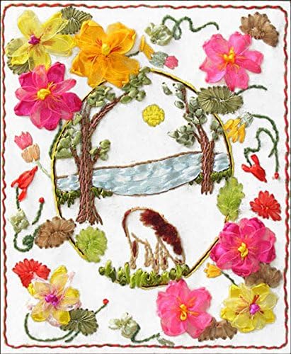 Wandafull Ribbon embroidery Kit Handmade Flowers girl(No frame)