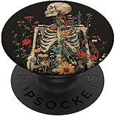 Skeleton Skull Dark Nu Goth Pastel Goth Aesthetic Flower PopSockets Adhesive PopGrip