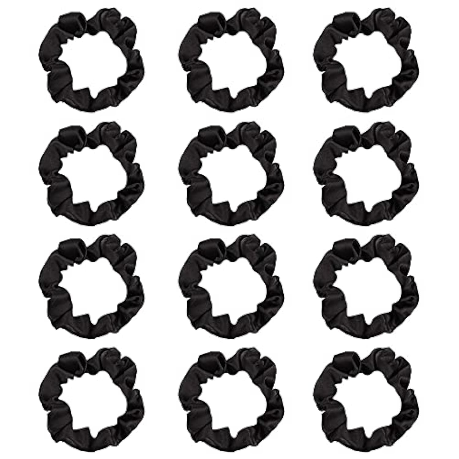 12Pcs Satin Hair Scrunchies, Silk Hair Scrunchies Elastic Hair Bands Hair Ties for Women Girls Black