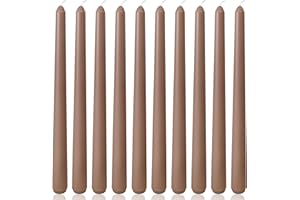 YIFLYER 10 Inch Grayish-Brown Taper Candles for Home Decoration, 10 Pack Unscented Candlesticks for Dinner Wedding Party, Smokeless and Dripless Candle Sticks