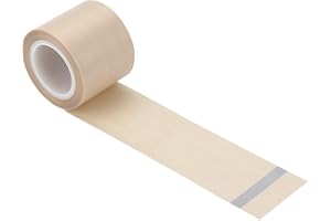 Dltsli 2" Width x 11 Yard Roll PTFE Coated Fiberglass High Temperature Tape with Silicone Adhesive Cloth, Release Surface on Heat sealers Beige