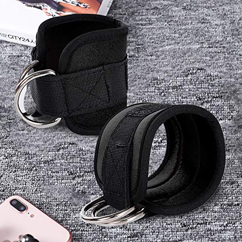 Zrova Ankle Straps for Cable Machines, Adjustable Ankle Straps for Legs Workout (Black) - Thumbnail 3
