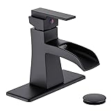 Sanliv Black Waterfall Bathroom Faucet, One-Handle