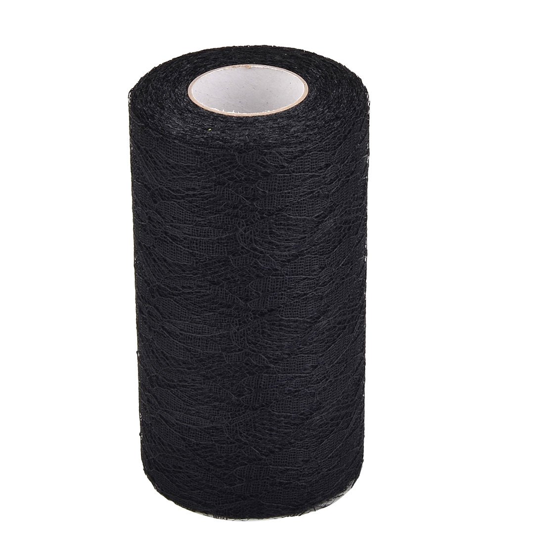 Sourcingmap Lace Wedding Party Banquet Hall DIY Decor Tulle Spool Roll 6 Inch x 25 Yards Black