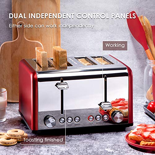4 Slice Toaster, CUSIBOX Stainless Steel Toaster with Bagel, Defrost