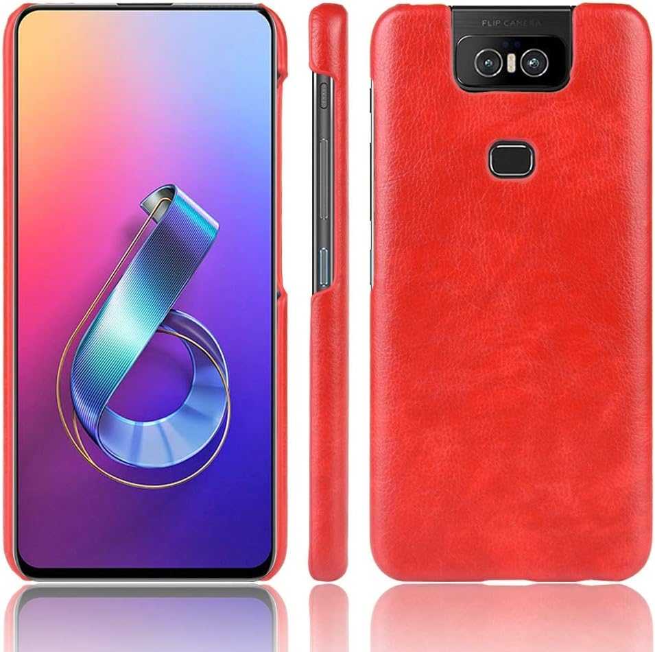 Goodao kit Shockproof Litchi Texture PC + PU Case for Asus Zenfone 6/6Z ZS630KL (Black) Covers (Color : Red)