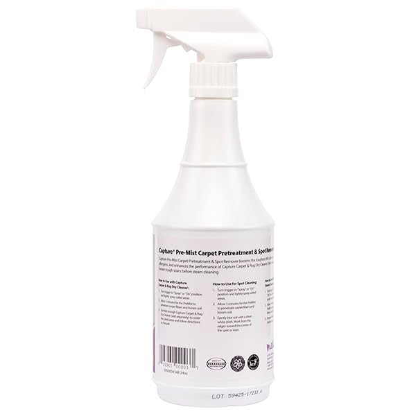 CAPTURE PRE-MIST SOIL RELEASE FOR CARPET DRY CLEANER – CARPET CLEANING PRE SPRAY – LOOSEN JUICE, COFFEE & WINE SPILL AND TOUGH RUG STAINS ELIMINATOR – MULTI-PURPOSE CLEANING ESSENTIALS (24OZ)