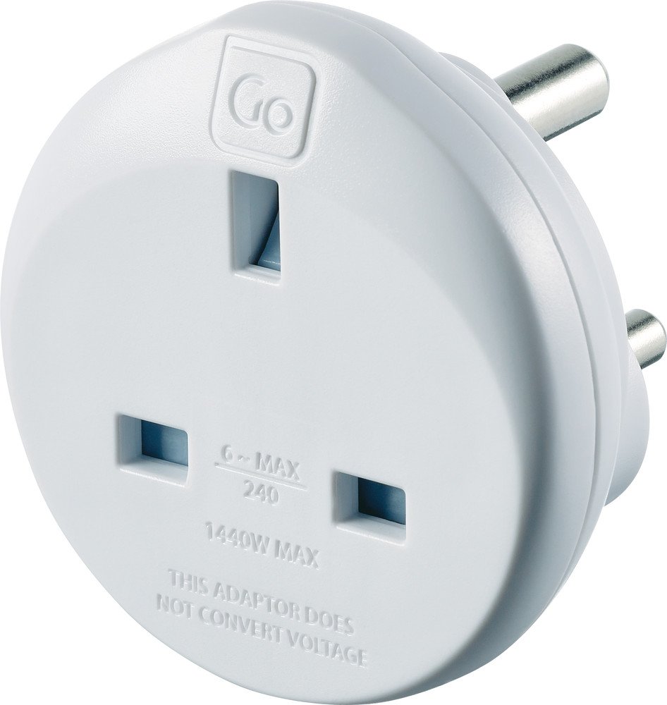 Go Travel UK to India Earthed Compact Travel Power Adaptor Convertor (Adapter Ref 532)