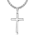 LOLIAS Silver Cross Necklace for Men Women 925 Sterling Silver Cross Pendant with 3mm Durable Stainless Steel Wheat Cross Chain, Crucifix Pendant Mens Cross Necklace Jewelry, 16-30 Inches