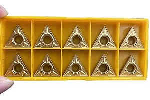 LAHDYFHOE 10pcs TCMT32.51 TCMT16T304 Gold Carbide Turning Inserts Lathe carbide inserts Cutting Tools for machining Steel parts/stainless steel (TCMT32.51 /TCMT16T304 US)