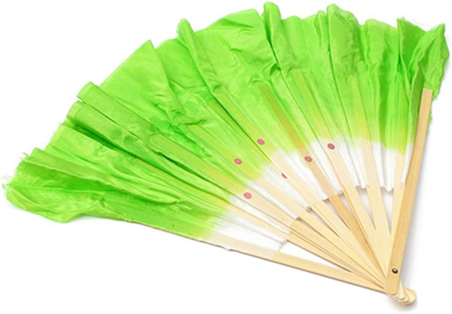 Yamalans Chinese Style Handmade Bamboo Handle Artificial Silk Folk Art Belly Dancing Fan
