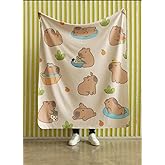 Cozy Capybara Fleece Blanket – Ultra-Soft 60x50 Inches for Home & Travel – Perfect for Kids, Teens & Adults – Warm Throw Blanket for Couch & Bed