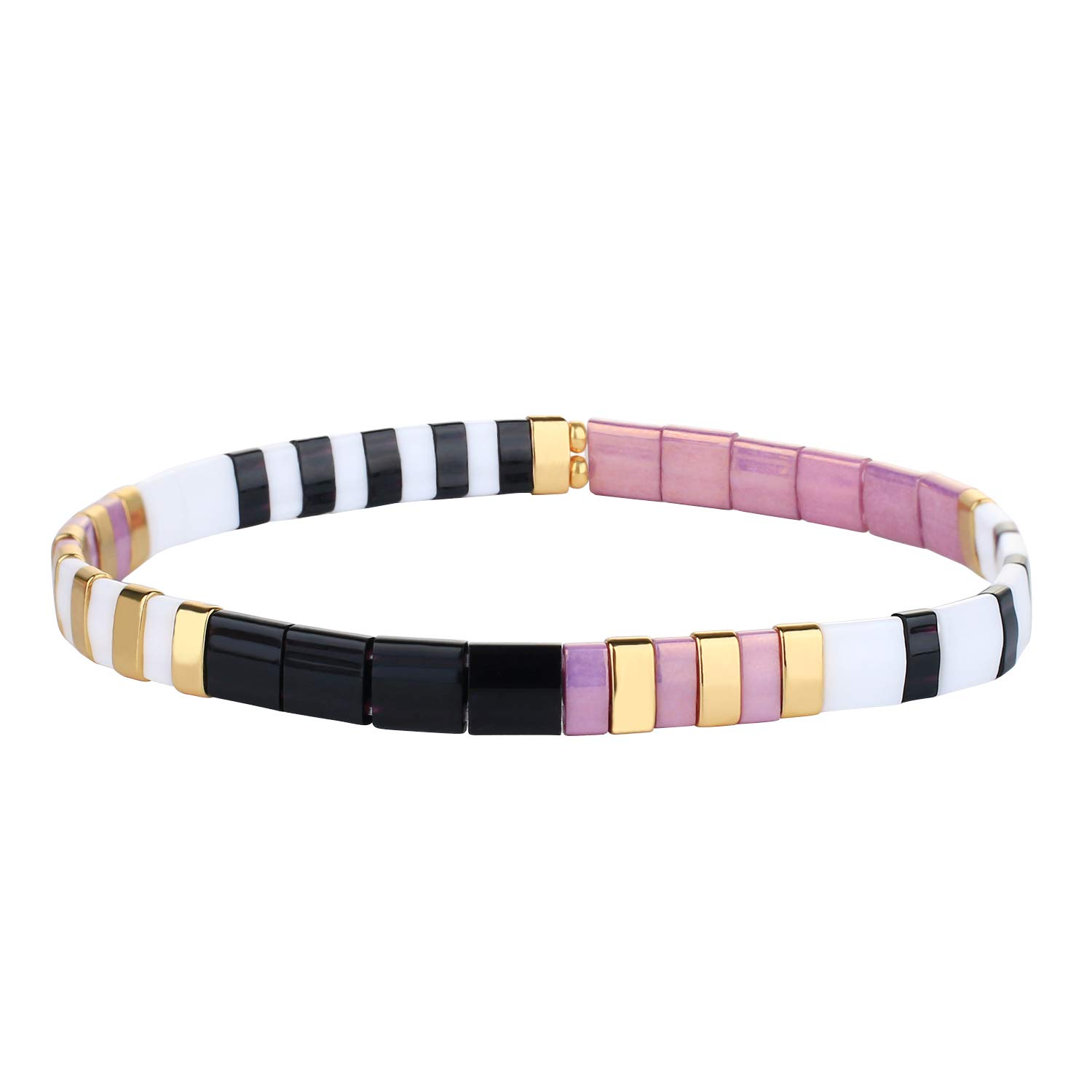 KELITCH Colorful Tila Beads Bracelets Miyuki Stackable Strand Stretch Bracelets Mixed Friendship Bracelets - 9D