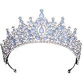 Baillmyy Blue Tiara Princess Crowns for Women Elegant Crystal Birthday Tiaras Headpieces Rhinestone Headband for Bride Wedding Party Halloween Costume Hair Accessories Blue