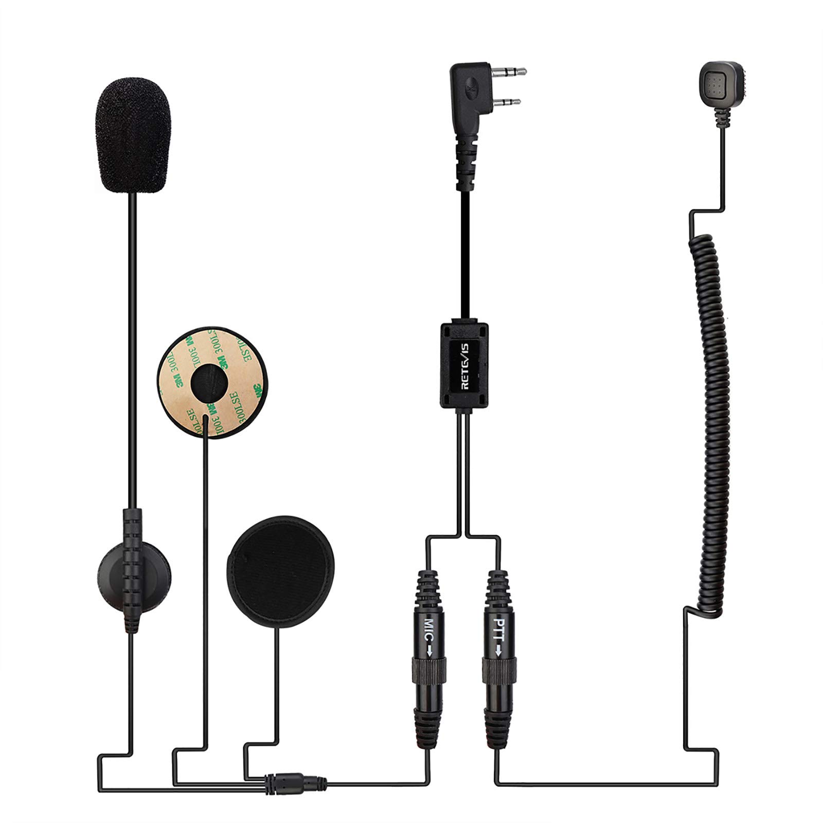Photo 1 of Retevis Open/Full Face Helmet Walkie Talkie Headset with Mic, Finger PTT,for RT22 RT68 RT21 H-777 RT27 RT86 RB68, Compatible with BAOFENG 888S pxton 2 Way Radio, Headset for 2 Way Radio(1 Pack)