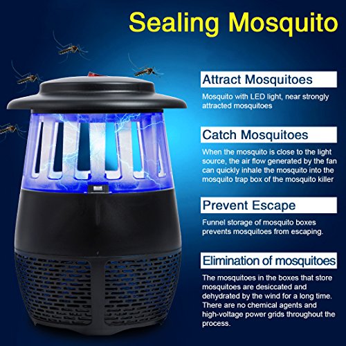 Home Insect Zappers Electric Bug Zapper Home Pest Control Traps Home Pest Repellents LED Bug Zapper Fly Trap Flying Insect Killer Mosquito Killer Pest Repellents Bug Zappers Mosquito Dispeller (Black)
