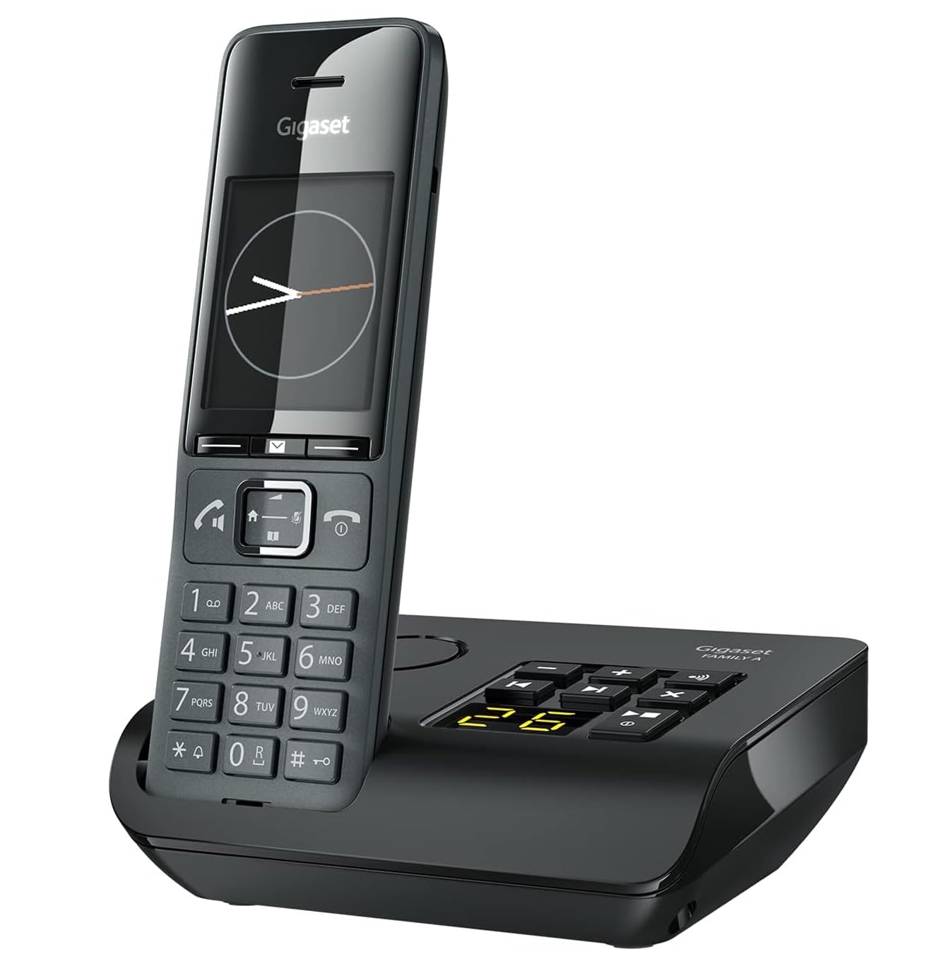 Gigaset Family A - Cordless DECT Telephone with an Answering Machine - Timeless and Elegant Design - Excellent Audio Quality, Black [UK Version]