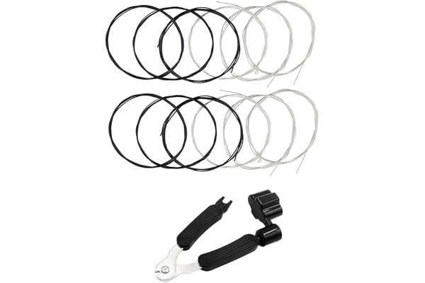 JYsun Black Nylon Classical Guitar Strings 2 Full Sets and 3-in-1 Restringing Tool With String Winder, Cutter, and Pin Puller