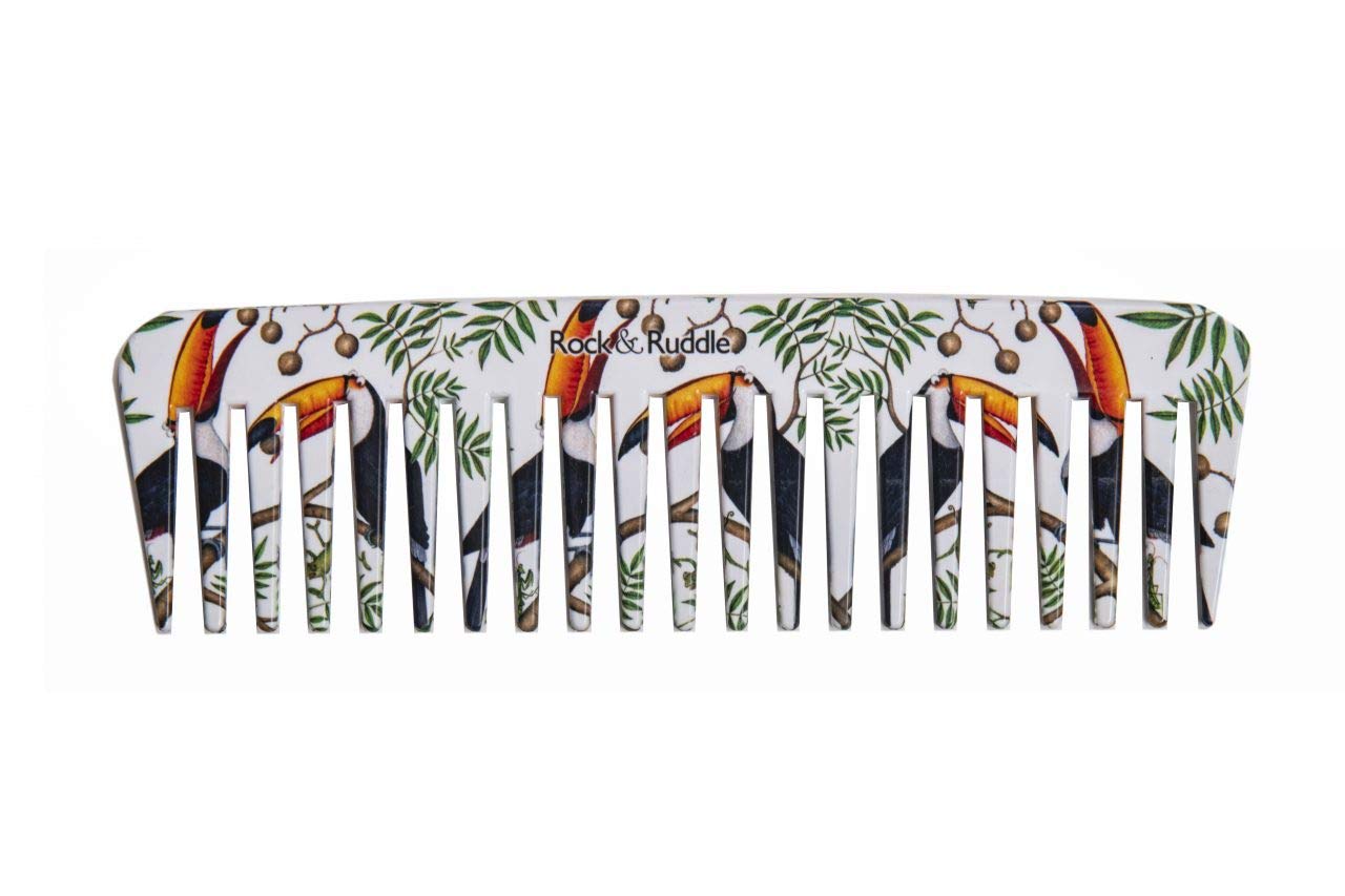 Rock & Ruddle Wide Tooth Comb. Perfect for Detangling Wet Hair and Applying Hair Color. Toucans Design — image 1