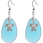Sea Glass Earrings Beach Jewelry for Women Blue Drop Dangle Earrings, Beach Earrings Great for Gift