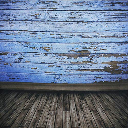 oldzon 6' x 10' Blue Wood Floor Studio Background Muslin Washable Non Glossy Material with Ebook