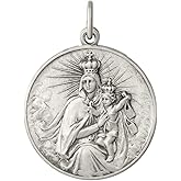Diamond2Deal 925 Sterling Silver Antiqued Our Lady of The Holy Scapular Medal Pendant (L- 24 mm W- 24 mm)