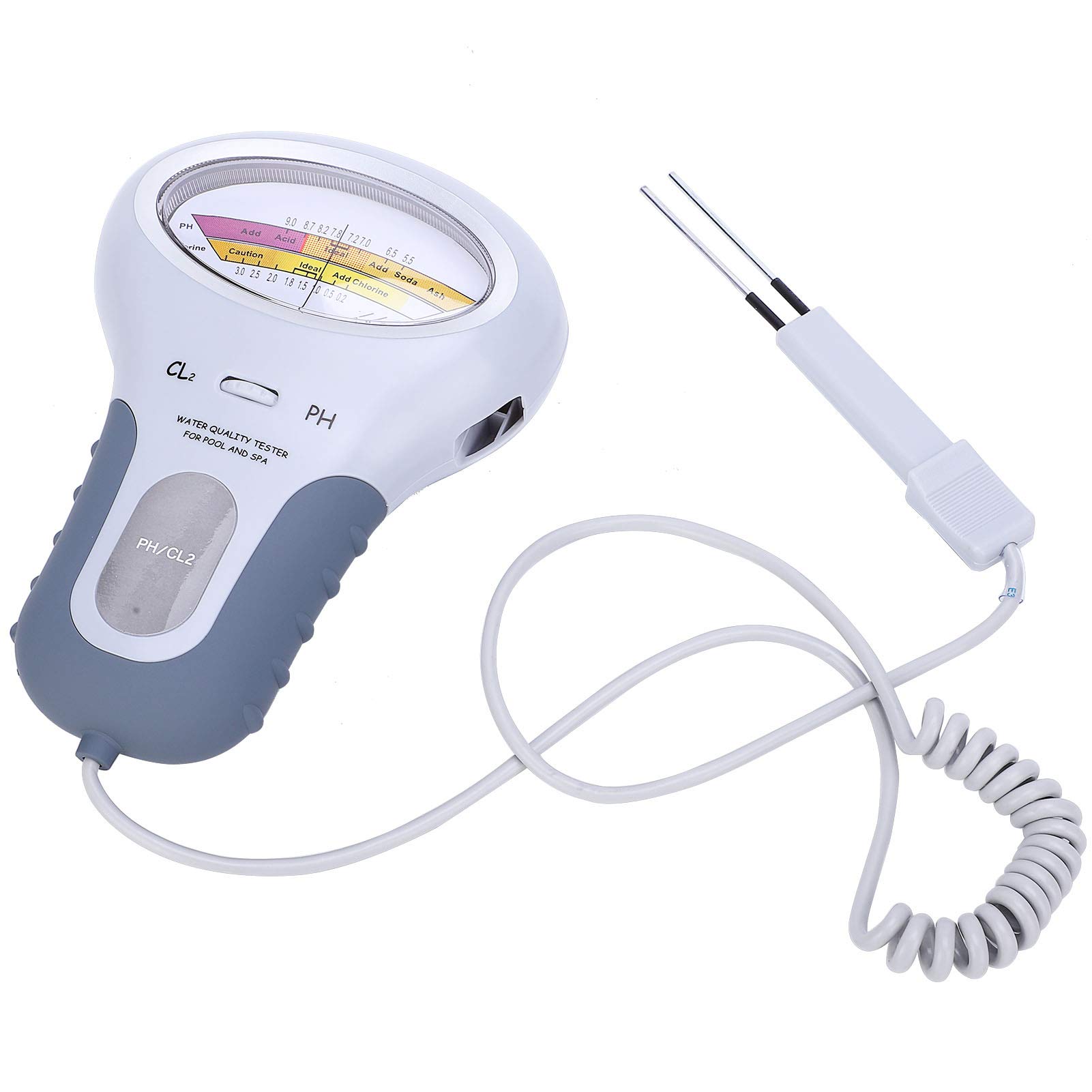 PH Tester Chlorine Meter, Water Quality Analyzer PC-102B CL2 Chlorine and PH Tester Monitor with Probe for Swimming Pool Spa Water Quality Analysis Monitoring