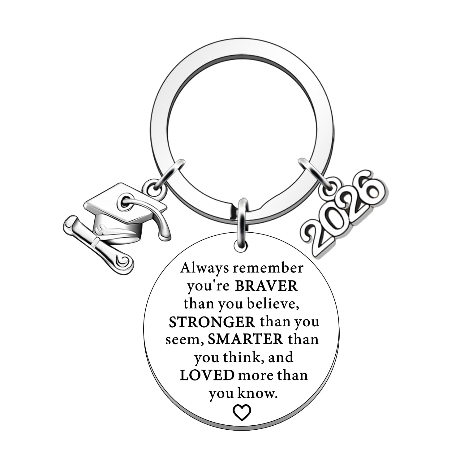 SDOFY Class of 2026 Graduation Gifts for Her Him Inspirational Gifts Keyring Gifts Always Remember You are Braver Stronger Smarter
